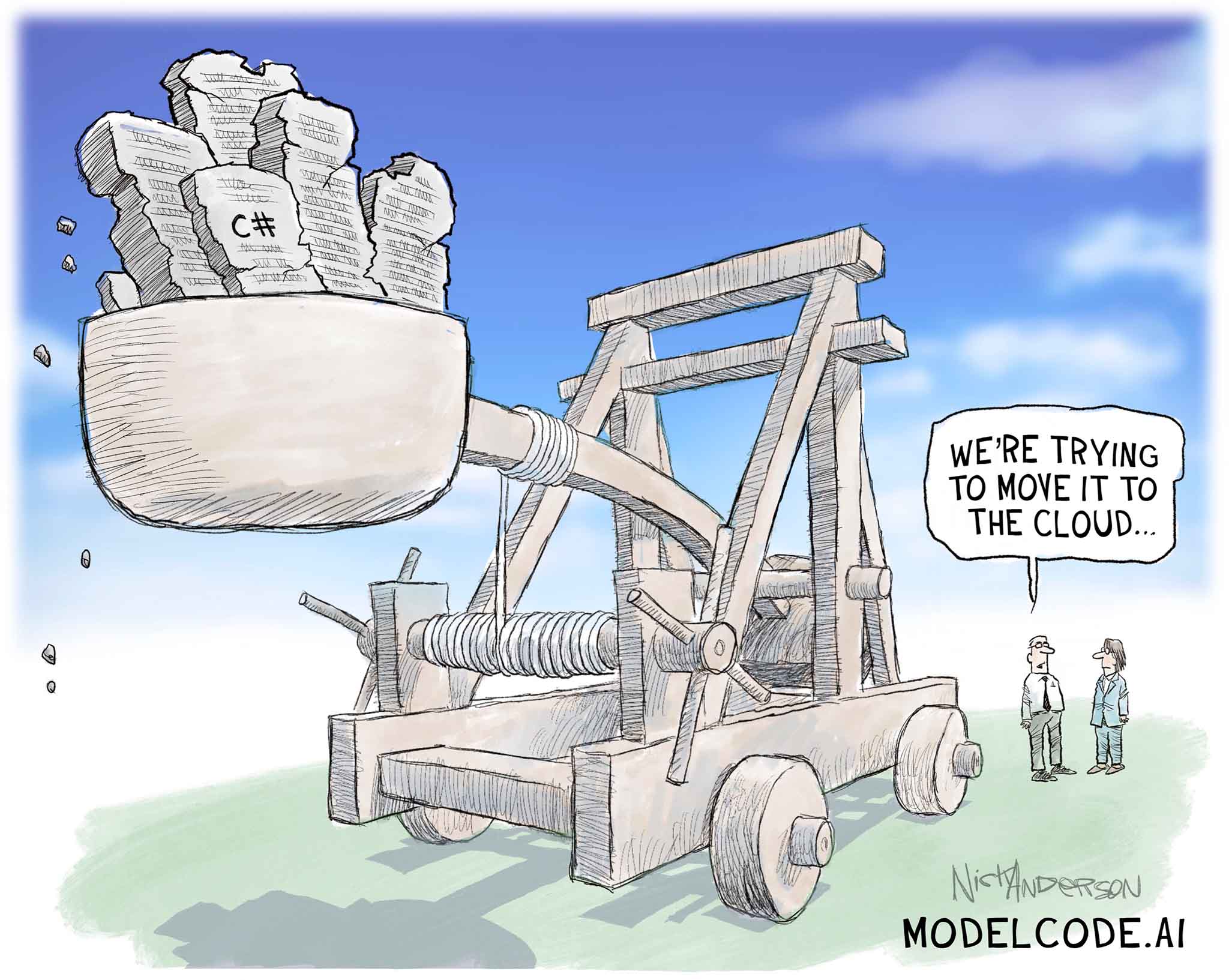 Catapult Larger Cloud Cartoon